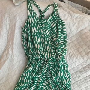 Green and white dress